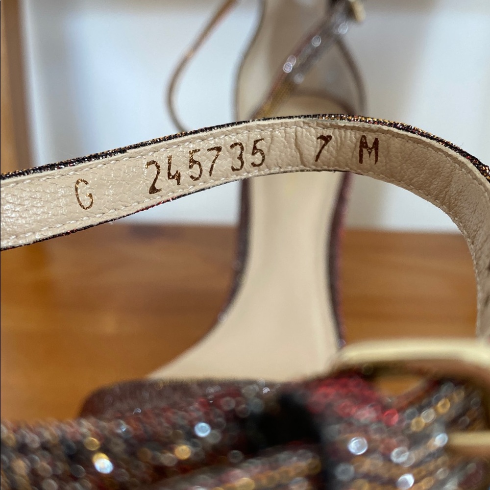 Stuart Weitzman Glittery Red/Brown Block Heels Sz… - image 7